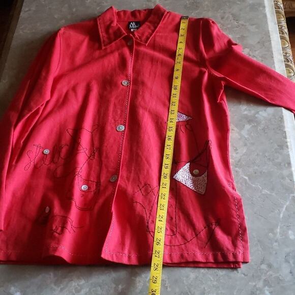 Vintage Ali Miles Stitched Embroidered Fashion Scene Long Sleeve Button Down - Picture 11 of 12